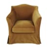 Okerkleurige fluwelen fauteuil